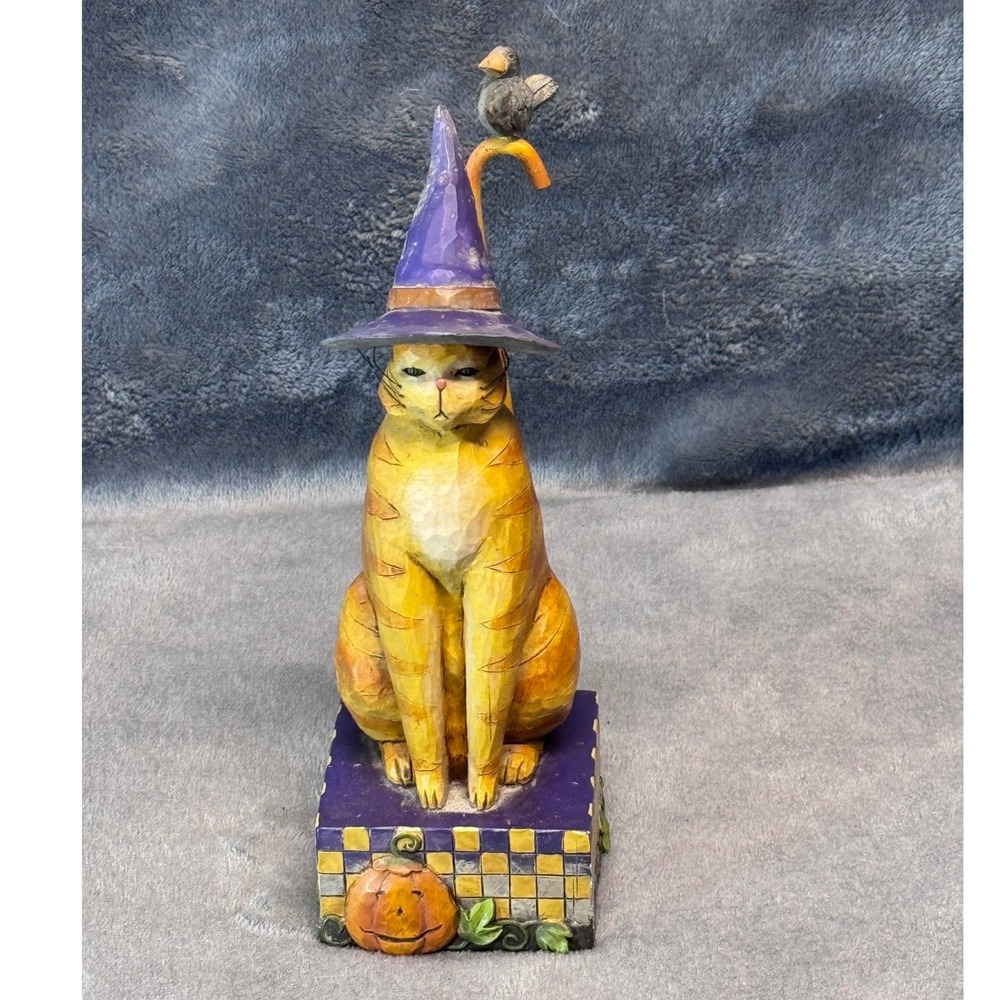 Jim Shore Heartwood Creek Kitty In A Witch Hat Halloween Cat Figurine 2006